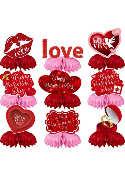 9pcs Sevgililer Günü Partisi Süslemeleri Seti -Valentin Günü Honeycomb Centerpieces, Masa Toppers Sevgililer Günü (Yurt Dışından) modelleri