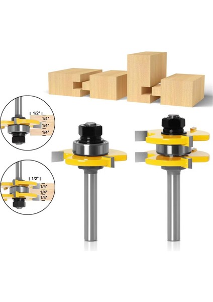 Adet 1/4 Inç Şaft Kesici 3 Dişli Dil ve Yiv Bağlantısı Montajı (Yurt Dışından) fırsatları