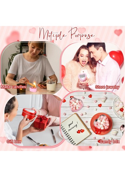 24PCS 4 Oz Kalp Şeklindeki Metal Teneke, Boş Çay Işığı Kalıp Kalp Şekilli Kutu Açık Pencere Kapakları Teneke Mum Kaplar (Yurt Dışından) indirimleri