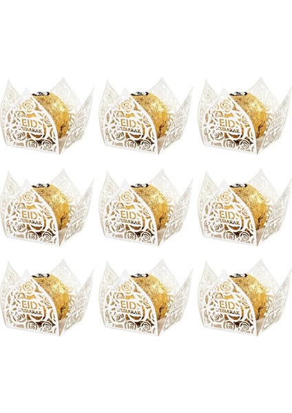 50PCS Eid Mübarek Dekorasyon Çikolata Sarmalayıcıları Kağıt Şeker Gıda Tepsisi Kutusu Ramazan Kareem Islam Müslüman Partisi Malzemeleri, B (Yurt Dışından)