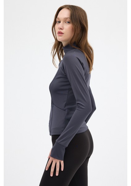 Füme Dik Yaka Fermuarlı Kadın Spor Ceket 3196 fiyatları