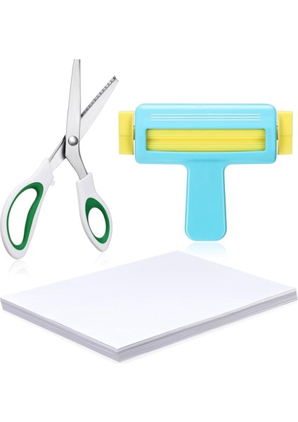 Kağıt Kıvırıcı, 9 Inç Makas, Ince Mürekkep Püskürtmeli Kağıt 100 Yaprak Mavi (Yurt Dışından)