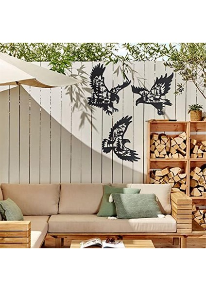 Metal Kartal Duvar Sanat Dekor Seti 3, Bear Geyik Siluet Desenli Kel Kartal Duvar Dekoru, Forest Lodge Av Dekoru (Yurt Dışından) fiyatları