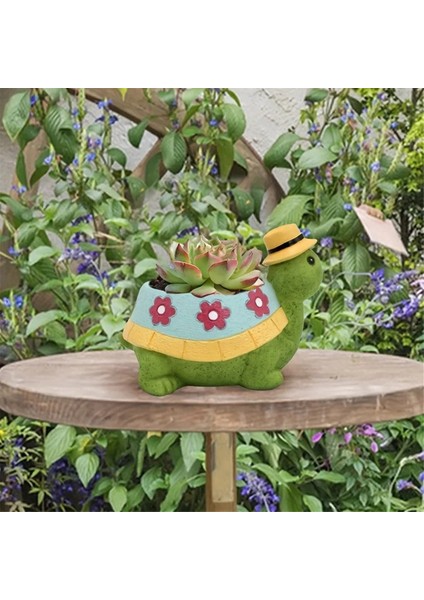 Sevimli Kaplumbağa Saksı Ekici Kapalı ve Açık Etli Bitki Kapları, Bitkiler Masası Ekran Reçine Kapları Çiçek (Yurt Dışından) modelleri