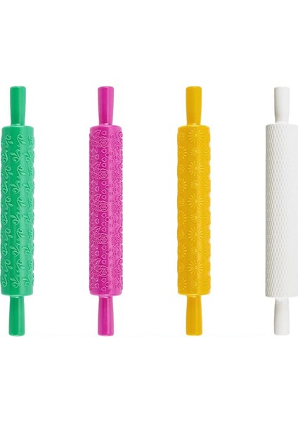 4 Parçalı Kil Modelleme Desen Silindirleri Seti - Kendin Yap El Yapımı (Yurt Dışından)