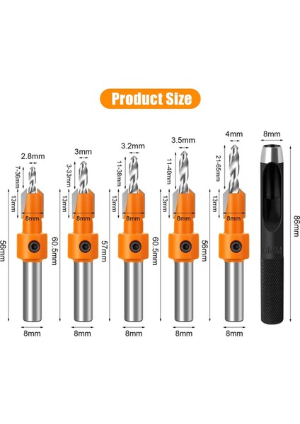 Ahşap Için 5 Parça Havşa Matkap Ucu Seti 8mm Saplı Hss Ahşap Vida (Yurt Dışından) fiyatları