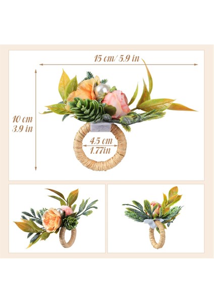 Peçete Yüzükleri, Düğün, Parti, Noel, Tatil Için Yenil Yemeği Masaları ile 6 Çiçek Peçete Sahibi Seti (Yurt Dışından) fırsatları