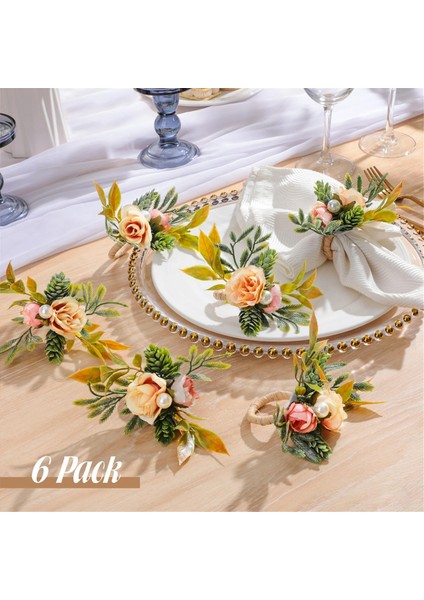 Peçete Yüzükleri, Düğün, Parti, Noel, Tatil Için Yenil Yemeği Masaları ile 6 Çiçek Peçete Sahibi Seti (Yurt Dışından) indirimleri