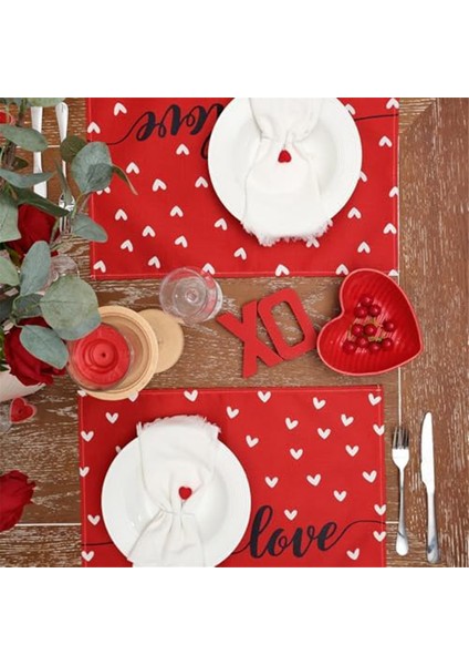 Sevgililer Günü Placemats, Kalp Mevsimlik Çiftlik Çuval Örtüsü Kırmızı Kapalı Mutfak Masası Mat Partisi, 8 Pcs (Yurt Dışından) fiyatları