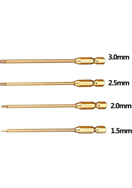 Altıgen Tornavida Seti 1,5, 2,0, 2,5, 3,0 mm Hızlı Değiştirilebilir Altıgen Anahtar, Altın (Yurt Dışından) indirimleri
