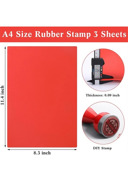 Lazer Gravür Makinesi Için 3 Adet Kauçuk Damga Sayfası, Kırmızı (Yurt Dışından) fırsatları