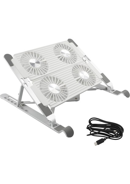 Stand Taşıma Standı ile Dizüstü Bilgisayar Soğutucu Katlama Soğutma Standı Alüminyum Model 4-Portlu Fan Hava Soğutmalı Soğutma Dizüstü Bilgisayar Standı (Yurt Dışından)