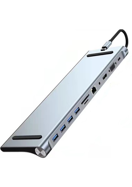 11 In 1 USB Hub Usb&#39;den C Tip C Adaptörü USB C Hub 3.0 USB Ayırtıcı 4K HDMI Uyumlu Hub C Mikro Okuyucu RJ45 Hub (Yurt Dışından)