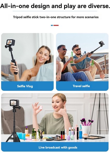 GOPRO13 Djı Osmo Actıon 5/4/3 Action Camera Aksesuarları Için Hızlı Bırak Selfie Stick Foldable Tripod (Yurt Dışından) modelleri
