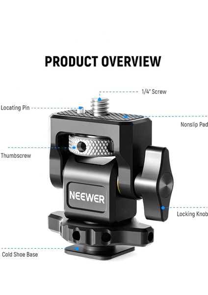 Neewer Dslr Kamera Kelepçesi Soğuk Ayakkabı ile Ayarlanabilir Montaj Montajı Anti Twist 1/4in Vida Monitör Flaş Işık Dıy Eki (Yurt Dışından) modelleri
