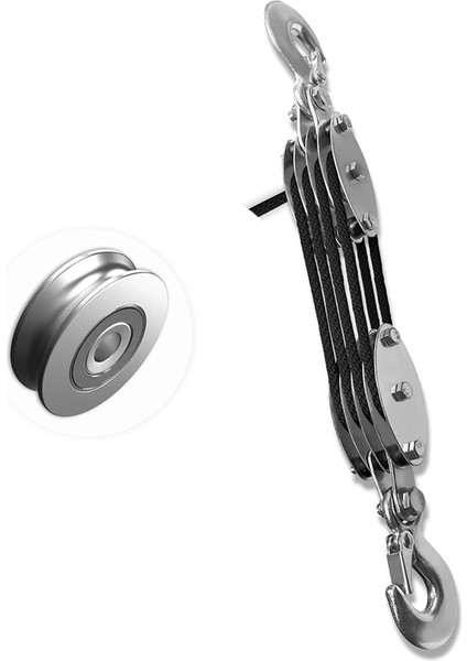 Blok ve Palanga Makara Sistemi, 4 Tekerlekli Halat Makaralı Vinç Siyah (Yurt Dışından)