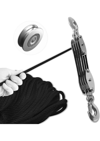 Blok ve Palanga Makara Sistemi, 4 Tekerlekli Halat Makaralı Vinç Siyah (Yurt Dışından) fiyatları