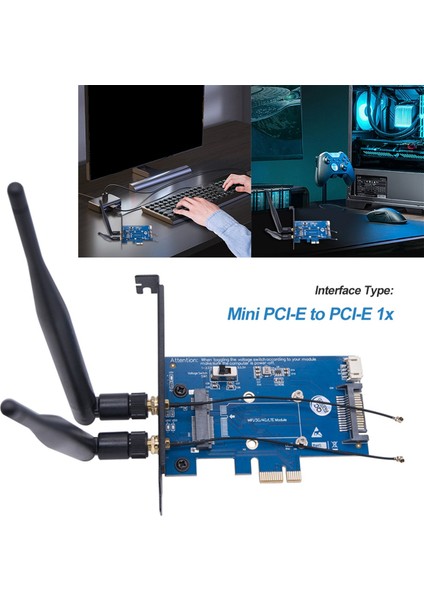 Wifi Modülü Mini Pcı-E Express-Pcı-E 1x Adaptör Kartı 3g/4g-Pcı-E Geliştirme Kart 2 Anten (Yurt Dışından) modelleri