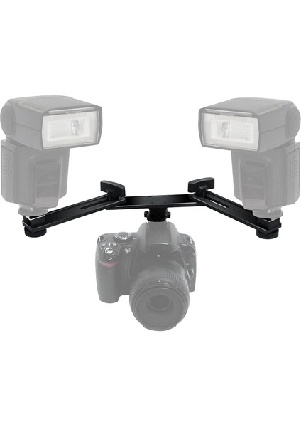 Kamera Videosu Için Çift Sıcak Ayakkabı Montaj Braketi Dslr Kameralar Makro Için Twin Hızlı Işık Flaş Tutucu Stand (Yurt Dışından) indirimleri