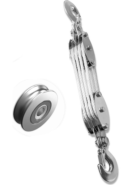 Blok ve Palanga Makara Sistemi, 4 Tekerlekli Halat Makaralı Vinç Beyaz (Yurt Dışından)