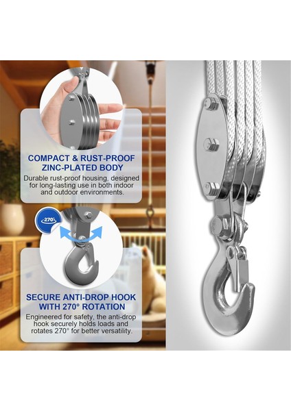 Blok ve Palanga Makara Sistemi, 4 Tekerlekli Halat Makaralı Vinç Beyaz (Yurt Dışından) fırsatları