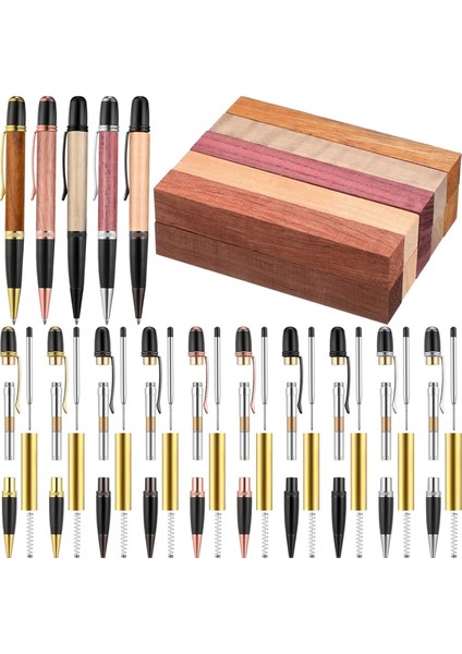 10'lu Kalem Yapım Seti 10'lu Ahşap Torna Kalem Seti Dıy Için Yedek Bakır Kalem (Yurt Dışından)