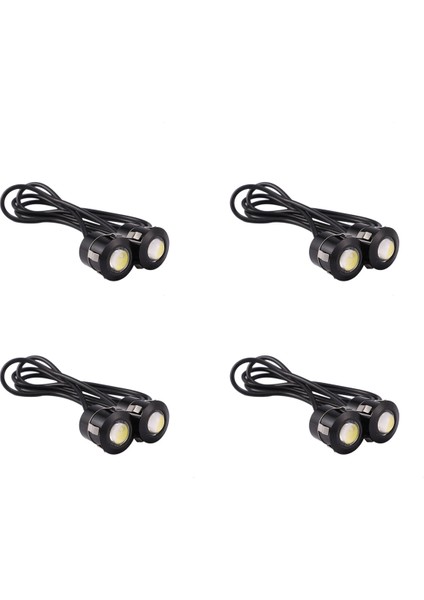 8pcs LED Kartal Göz Yedekleme Lambası Sis Sürüş Lambası Araba Motosiklet Beyaz Işık 9W Siyah (Yurt Dışından)