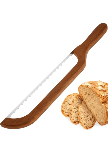 Ahşap Saplı Tırtıklı Ekmek Yay Kesici, Ekşi Maya Dilimleyici (Yurt Dışından)