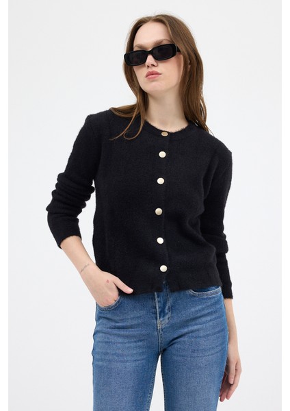 Siyah Kadın Yumoş Dokulu Düğmeli Triko Hırka 2241 fiyatları