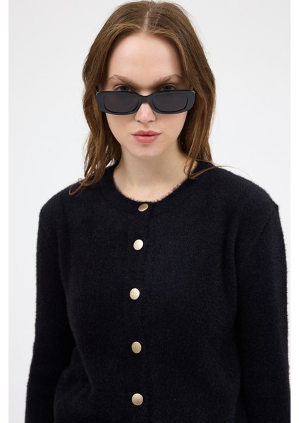 Siyah Kadın Yumoş Dokulu Düğmeli Triko Hırka 2241 indirimleri