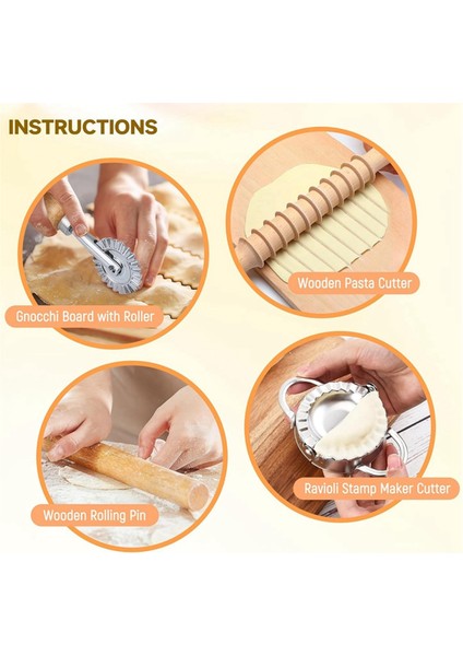 9 Parça Makarna Yapma Aletleri Seti, Ahşap Oklava, Hamur Kesme Tekerleği (Yurt Dışından) fırsatları