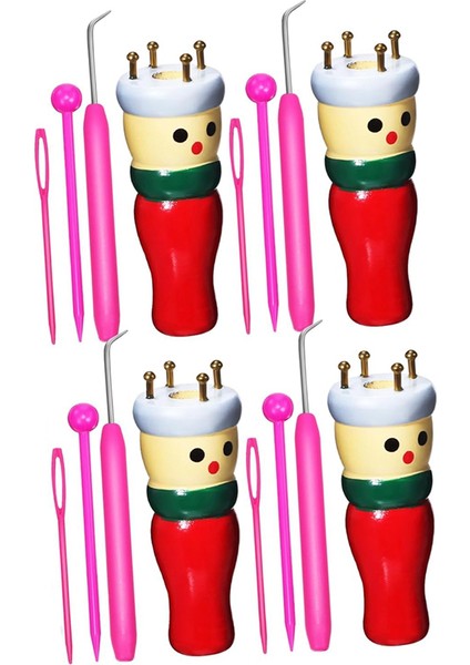 Bebek Dokuma Seti 4 Parça Örgü Bebekler Ahşap Aletler Kendin Yap Dokuma Oyuncak (Yurt Dışından)