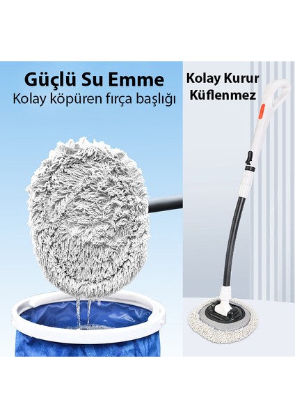 LS-443 Teleskopik Mikrofiber Araba Yıkama Fırçası Uzun Saplı Fırçası Oto Mopu