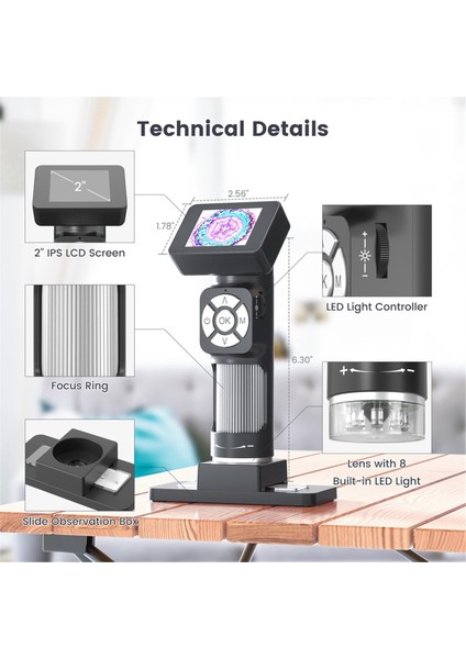 Yeni Dijital Elektron Mikroskobu 500X Büyütme 2 Inç 1080P Yüksek Tanımlı Biyolojik Mikroskop Büyütme Cam (Yurt Dışından) indirimleri