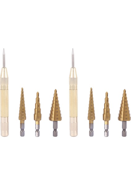 6 Pcs Hss Titanyum Adım Matkap Bit Seti ve 2 Pcs Otomatik Merkez Punch (Yurt Dışından)