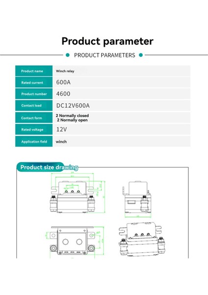 Arazi Aracı Elektrikli Vinç Rölesi 600A 12V Ağır Vinç Rölesi (Yurt Dışından) fiyatları