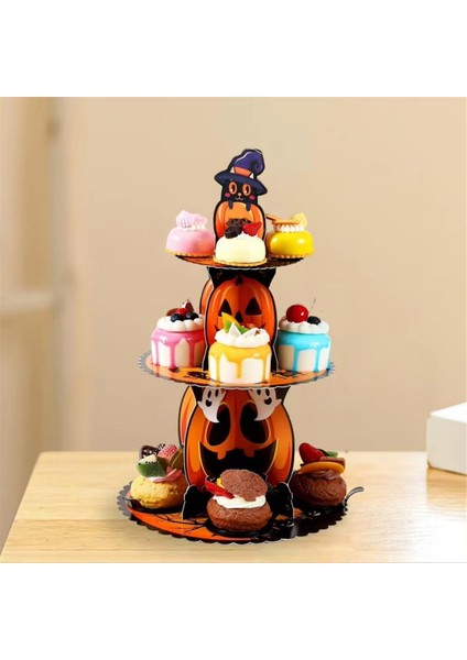 Festival Cadılar Bayramı Tatlı Standı Ürkütücü Cadılar Bayramı Cupcake Stand Tower Pumpkin Cardboard Tatlı Tutucu Tepsi Dekorasyonu (Yurt Dışından)