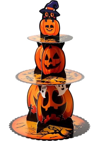 Festival Cadılar Bayramı Tatlı Standı Ürkütücü Cadılar Bayramı Cupcake Stand Tower Pumpkin Cardboard Tatlı Tutucu Tepsi Dekorasyonu (Yurt Dışından) modelleri