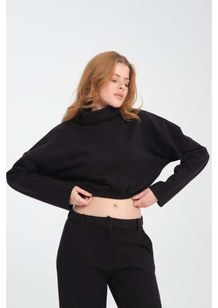 Pamuklu Boğazlı Crop Sweatshirt fiyatları