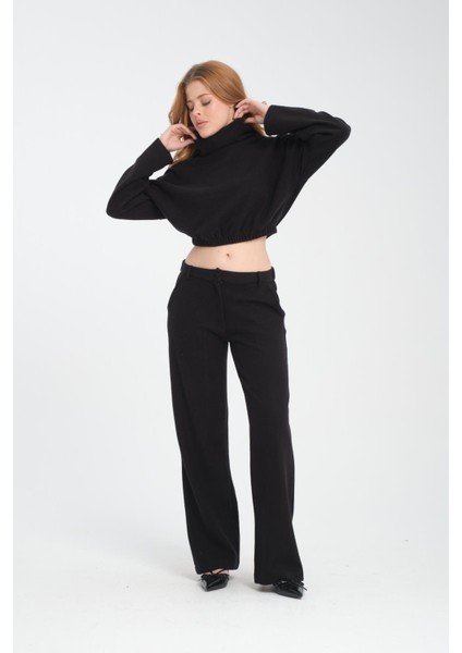 Pamuklu Boğazlı Crop Sweatshirt fırsatları