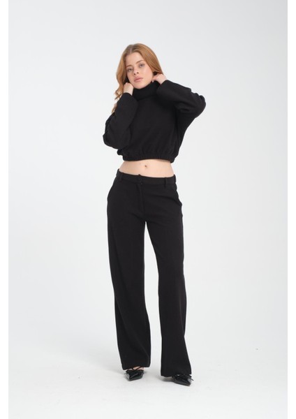 Pamuklu Boğazlı Crop Sweatshirt indirimleri