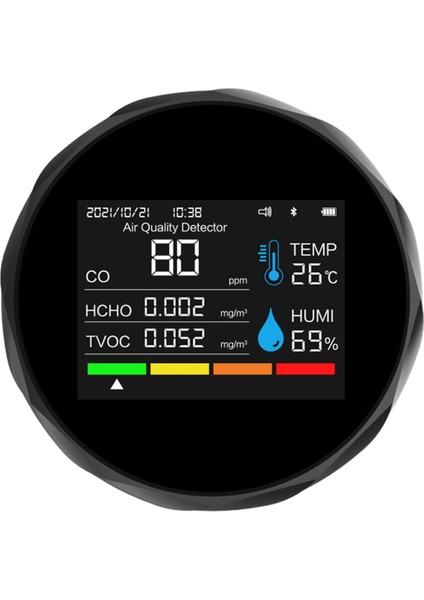 Kablosuz Hava Kalitesi Dedektörü 5 In 1 Tvoc Co Hcho Sıcaklık Nem Dedektörü Ev Masası Hava Kalitesi Monitör, Siyah (Yurt Dışından) indirimleri
