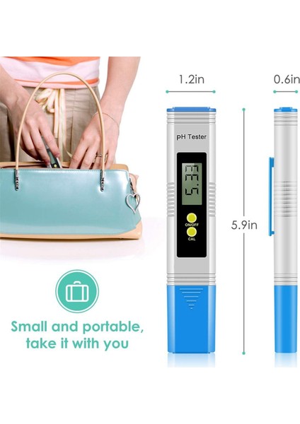 Dijital Ph Metre, 0-14 Ph Ölçümlü 0.01 Ph Su Kalitesi Test Cihazı, Ev Içme Havuzu Için Su Ph Test Cihazı (Yurt Dışından) fırsatları