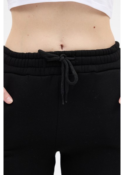 Siyah Paçası Lastikli Kadın Jogger Eşofman Altı TCR-9151M