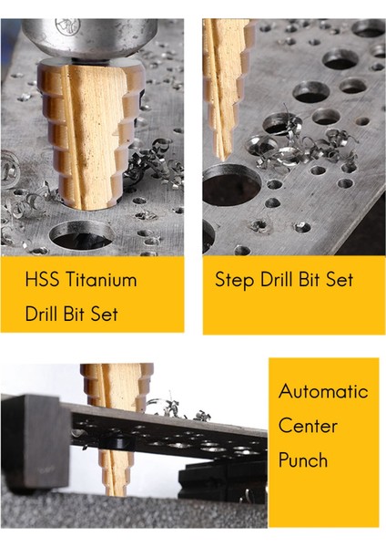 3 Pcs Hss Titanyum Adım Matkap Bit Seti ve 1 Pcs Otomatik Merkez Punch (Yurt Dışından) modelleri