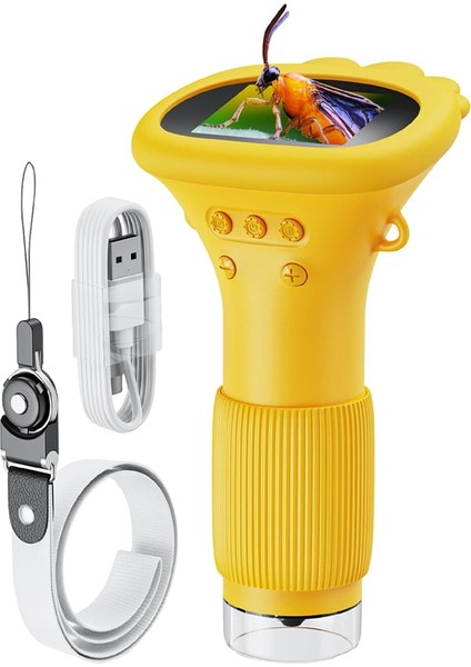 Çocuklar Için Mikroskop Cep Mikroskobu 8 Led&#39;li Çocuklar Için 50-1000X Dijital Mikroskop Ayar Düğmesi (Yurt Dışından)