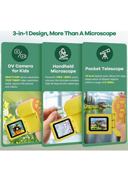 Çocuklar Için Mikroskop 1000X [3&#39;ü 1 Arada] 2inch 1080P El Tipi Dijital Mikroskop, Taşınabilir Cep Mikroskobu (Yurt Dışından) fırsatları