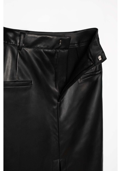 Kadın Siyah Deri Cepli Kalem Etek fiyatları