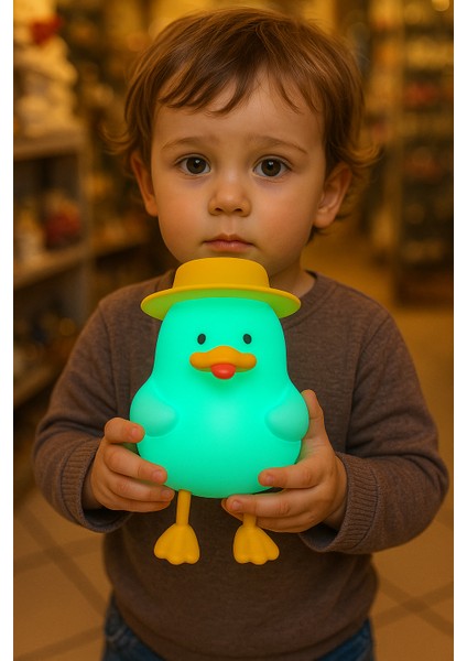 Dokunmatik Renk Değiştiren Ördek Gece Lambası – USB Şarjlı, Çocuk Odası Silikon Led Lamba fiyatları