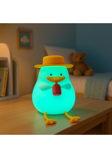 Dokunmatik Renk Değiştiren Ördek Gece Lambası – USB Şarjlı, Çocuk Odası Silikon Led Lamba modelleri